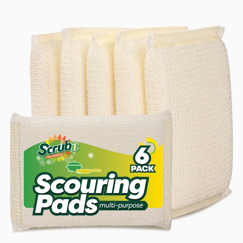 SCRUBIT 6 Scrub Sponges Kitchen by SCRUBIT, Multi-Purpose Scouring Pads, Non-Scratch Cleaning Sponges for Dishes, Pots & Non-Stick Cookware - Long Lasting Dish Scrubbers for Kitchen, Bathroom & More - Image 1